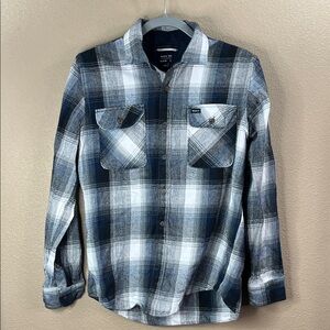 RVCA Blue and White Plaid Button Down Shirt